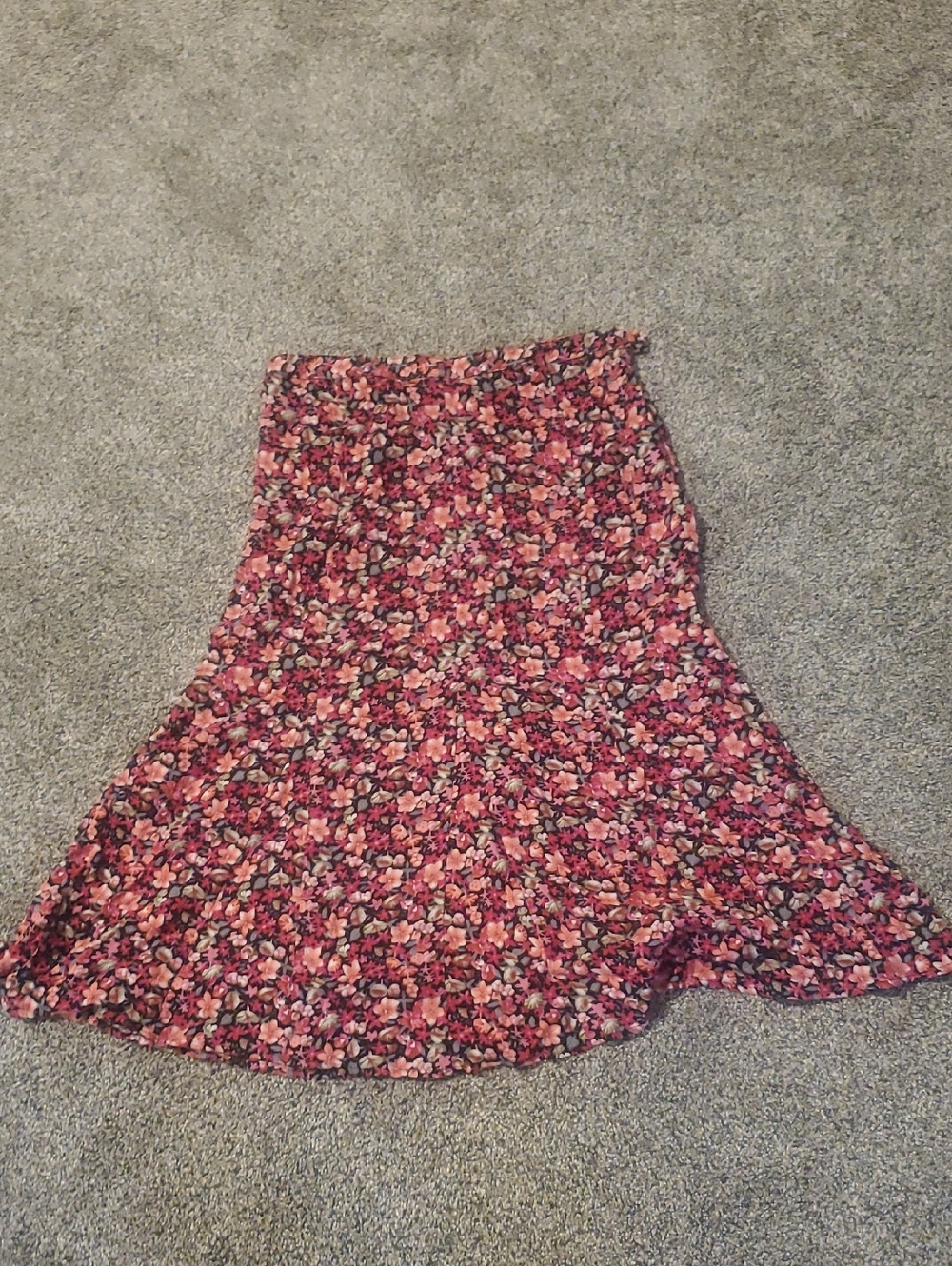 Christopher & Banks Pink Floral A-Line Midi Skirt